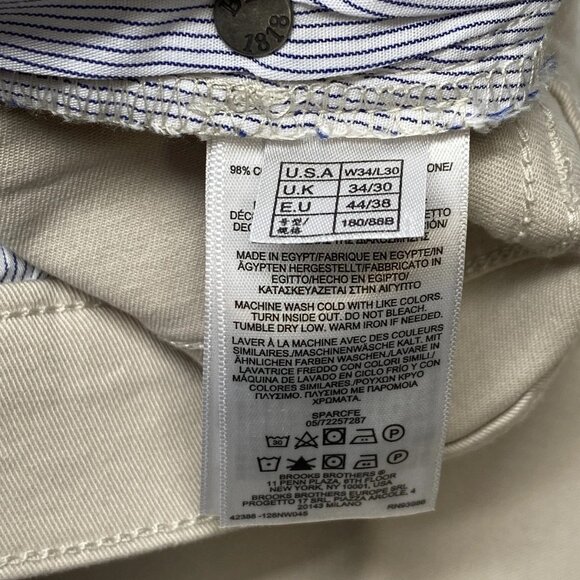 NEW BROOLS BROTHERS Men's 5-Pocket Straight Leg Pants Ecru Khaki Size 34x30 - Picture 4 of 8
